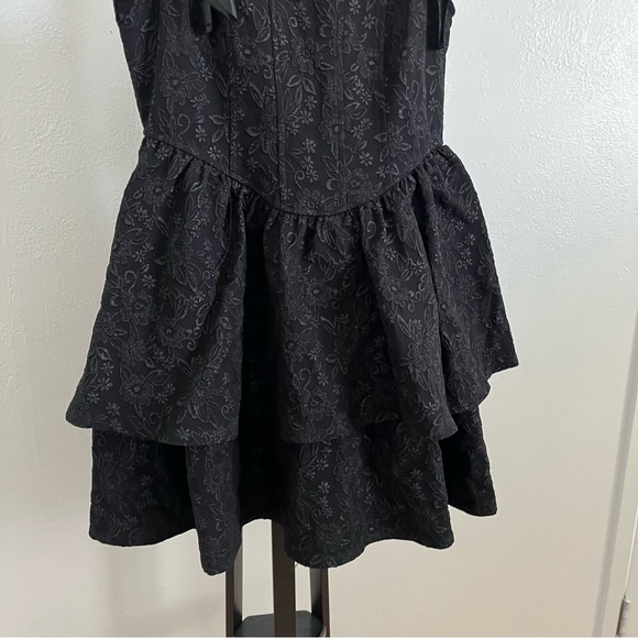 Trixxi Black Floral Whimsigoth Fairy Goth Glam Grunge Babydoll Dress Medium - Picture 3 of 6